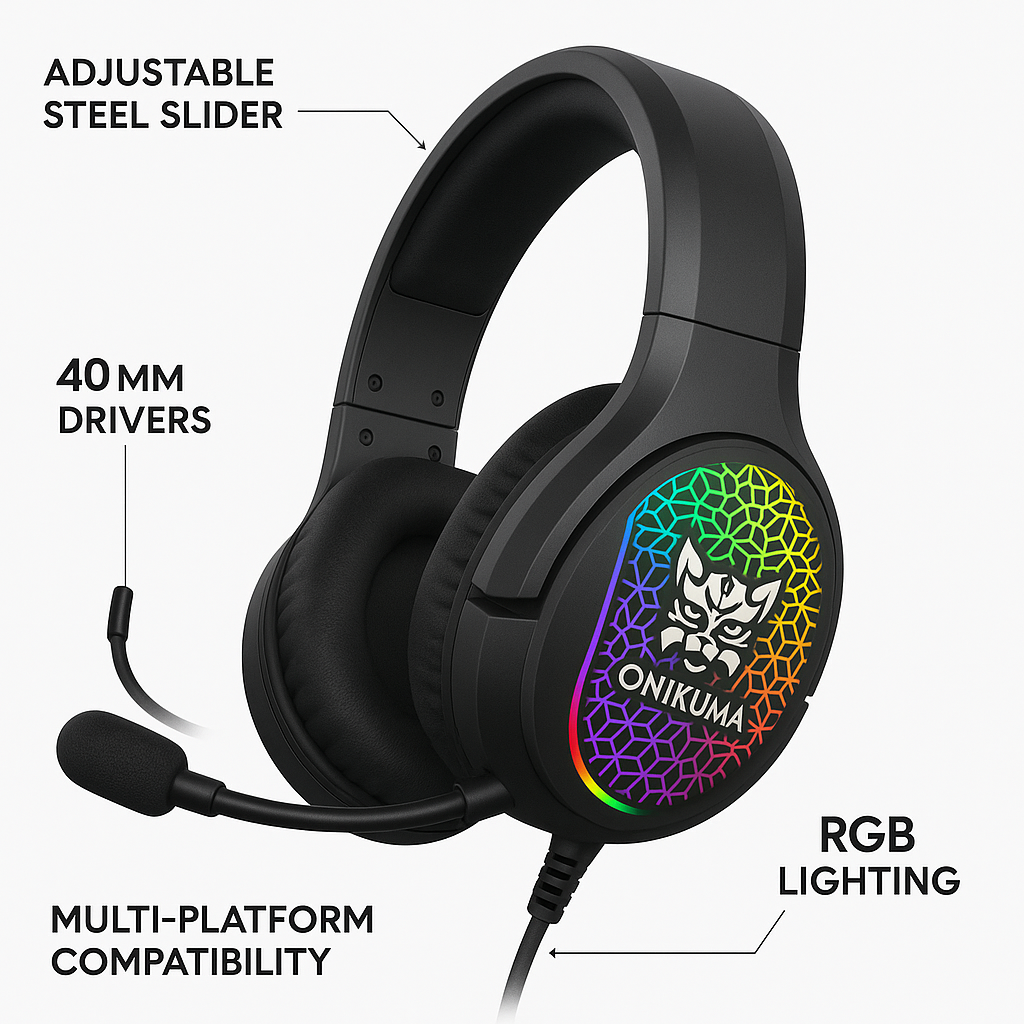 Audífonos Gamer RGB Onikuma